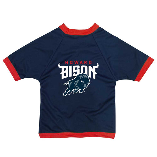 Blue with red detail Howard Bison pet jersey