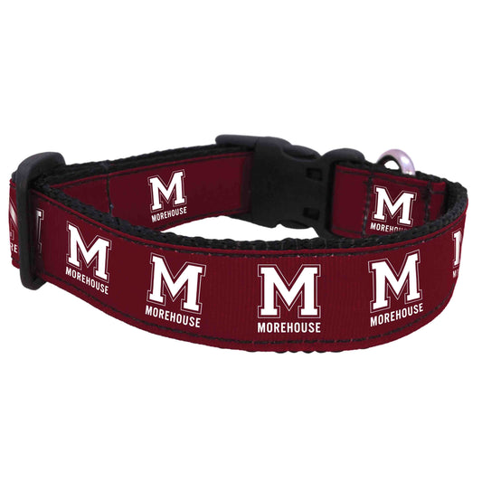 Maroon and White Morehouse pet collar