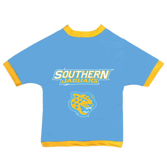 Light blue Southern Jaguars pet jersey